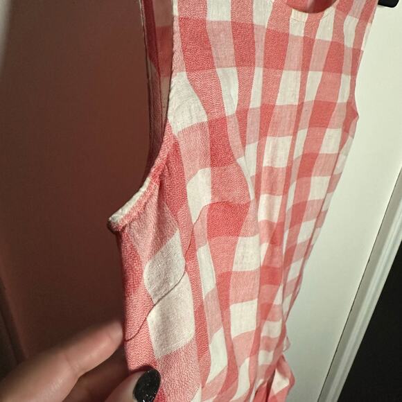 J. Crew Women's Gingham Side Tie Sleeveless Top Red White Size 6 Cotton Linen - Picture 3 of 8
